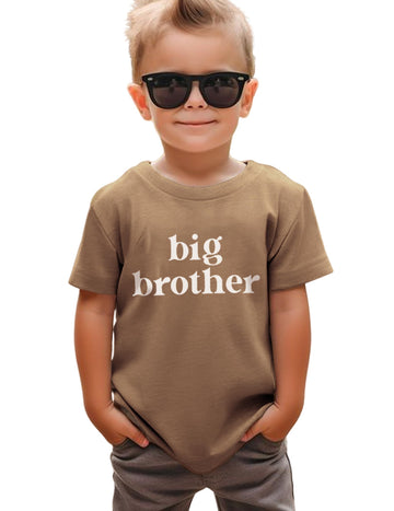 Sanixjoo Big Brother Shirt For Toddler Promoted To Best Big Brother Announcement Baby Boys Summer Short Sleeve Clothes(Brown,2-3