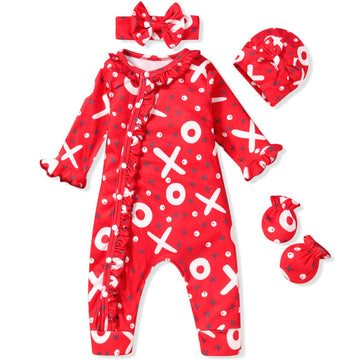 Aalizzwell 0-3 Months Newborn Baby Girls Valentines Day Romper Infant Winter Clothes Coming Home Outfit Red Heart Clothing