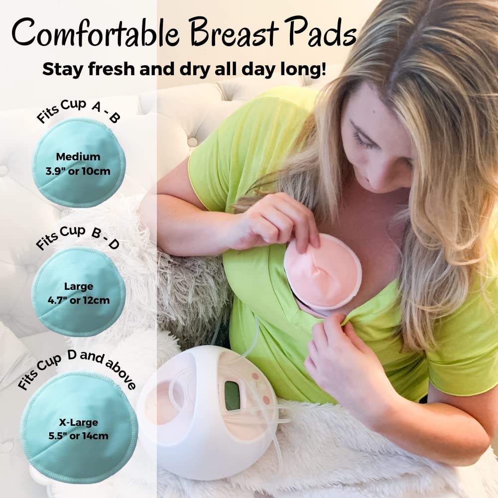 Bamboo Viscose Nursing Pads - 14 Washable Pads With Wash And Storage Bags - Breastfeeding Nipple Pads For Maternity - Reusable B