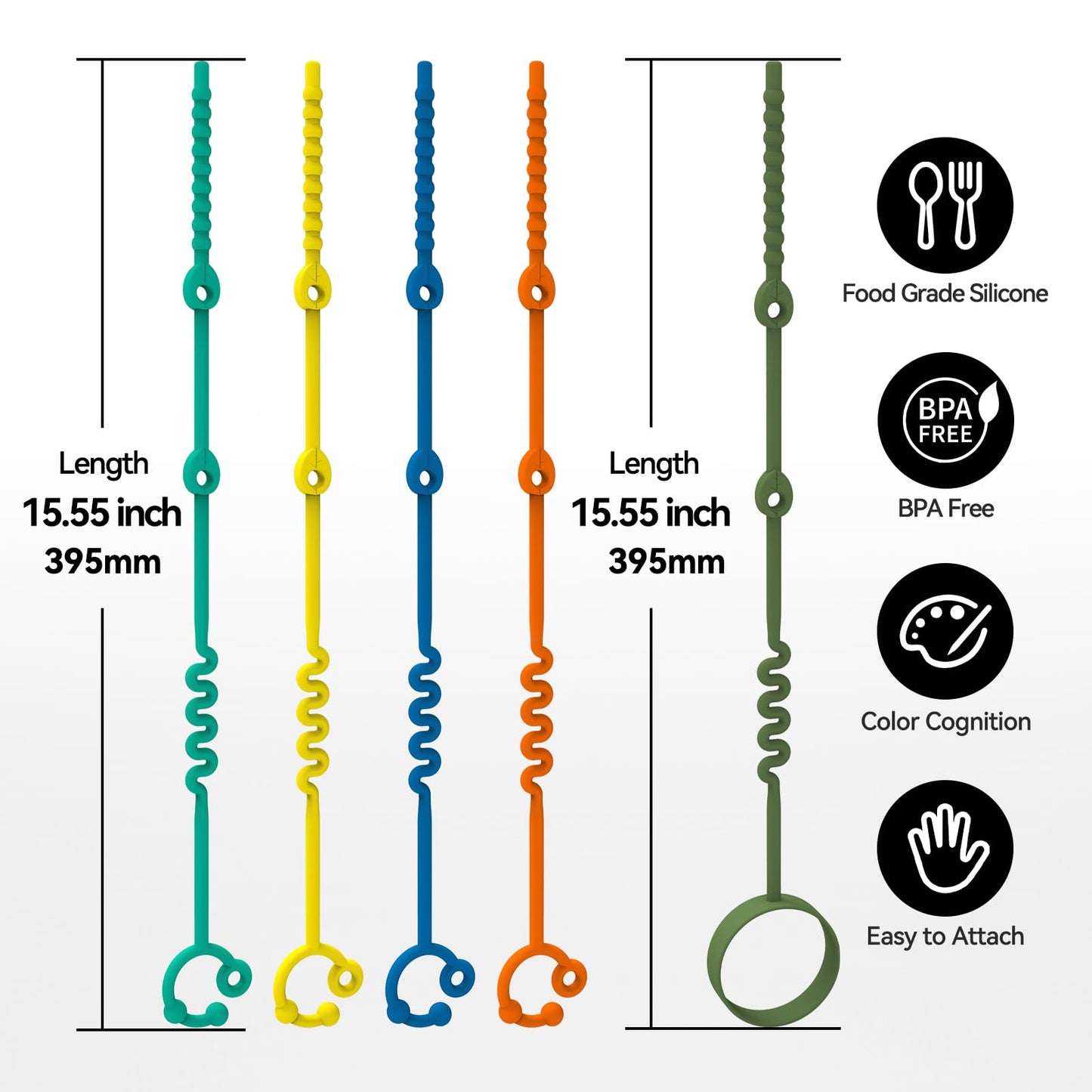 Baby Toy Strap - Keep Your Baby'S Toys And Sippy Cups Secure With Toy Straps And Sippy Cup Strap, 5 Pack Adjustable Silicone Str