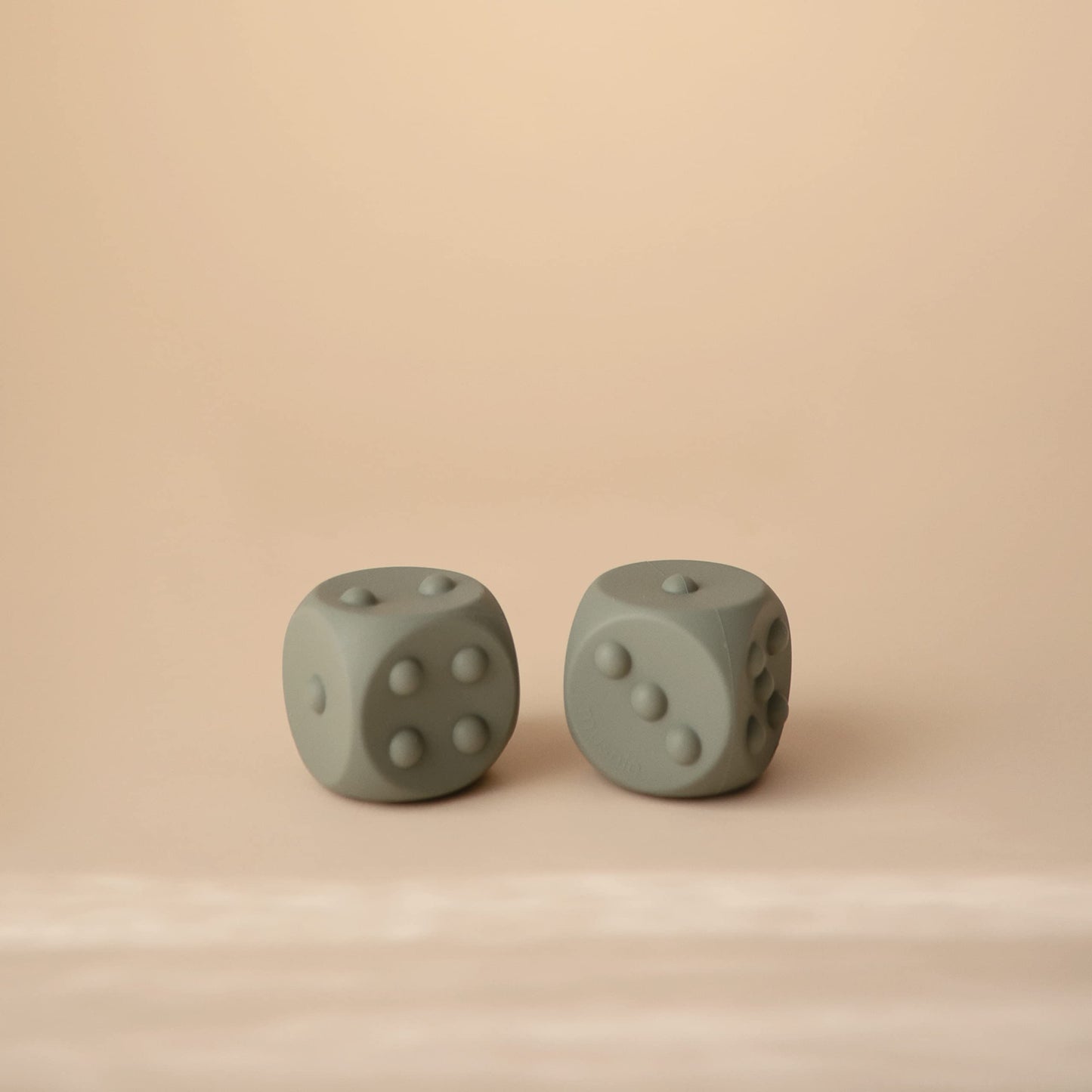 mushie Silicone Dice Press Toy | Baby Sensory Play for 10+ Months (Dried Thyme/Natural)