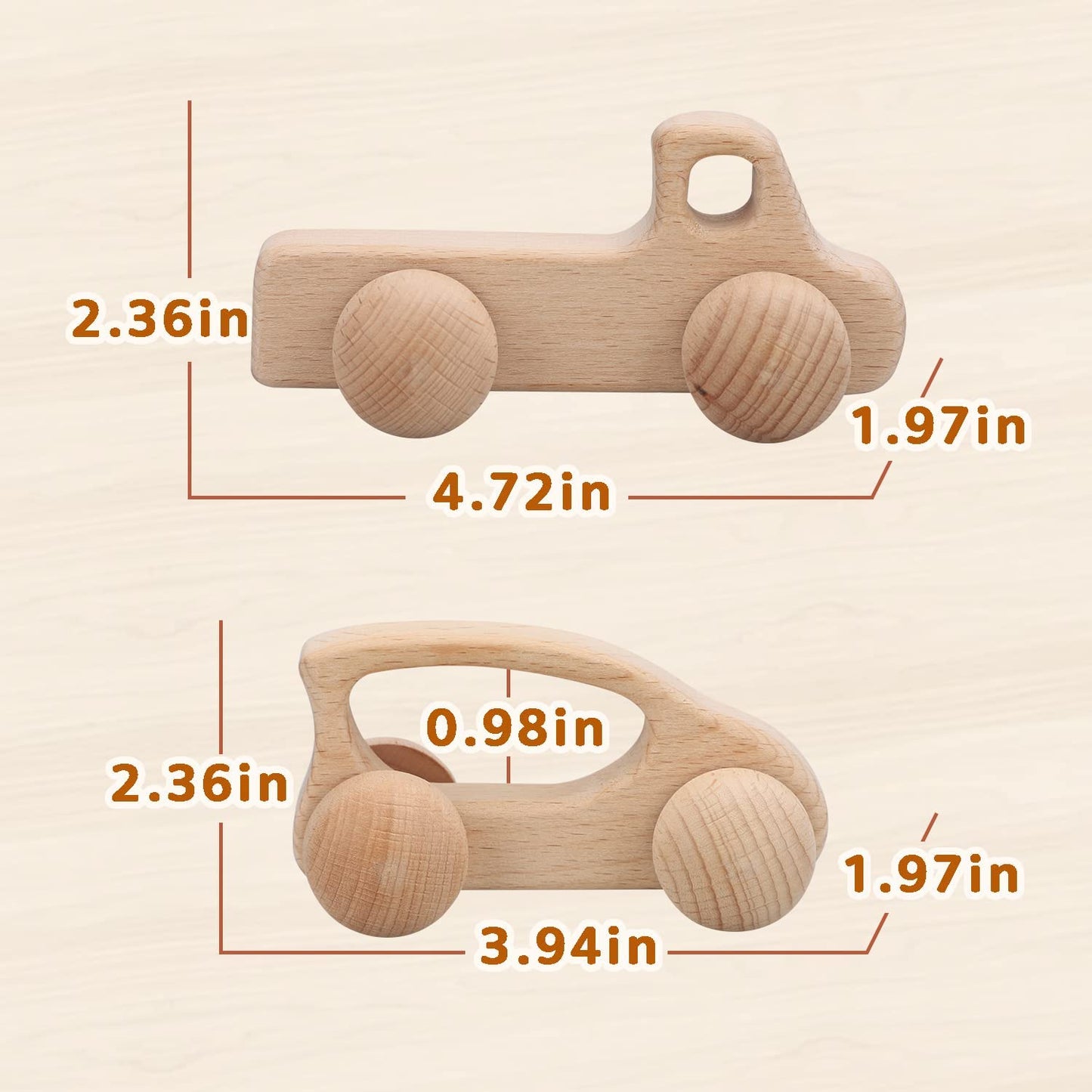 TOY Life Wooden Toys Cars, Montessori Toys for Babies 0-6-12 Months, Rattle Toy Cars for Toddlers 1-3, Christmas Wooden Baby Toy