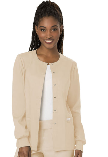 Snap Front Scrub Jackets For Women, Workwear Revolution Soft Stretch Ww310, Xl, Khaki