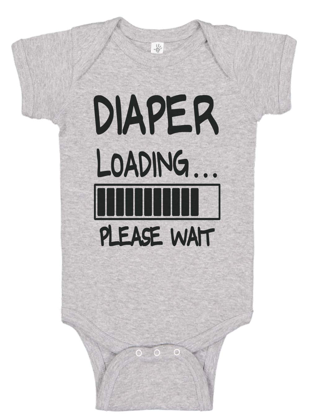 Cute Funny Baby Boy Girl Diaper Loading Bodysuits - Handmade Humorous Clothes For Infants (0-3 Months, Heather)