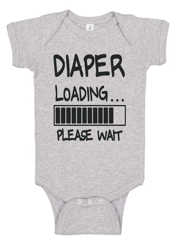 Cute Funny Baby Boy Girl Diaper Loading Bodysuits - Handmade Humorous Clothes For Infants (0-3 Months, Heather)