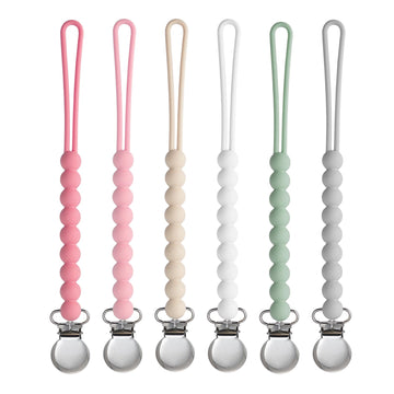 Pacifier Clip for Baby Girls Boys - MORIBOX 6 Pack Paci Clip Soothie Baby Binky Holder for Shower Gift Birthday