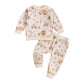 Lenjindjer Toddler Baby Boy Valentines Day Outfits Truck Heart Print Long Sleeve Tops Sweatpants 2Pcs Spring Farm Clothes Set (R
