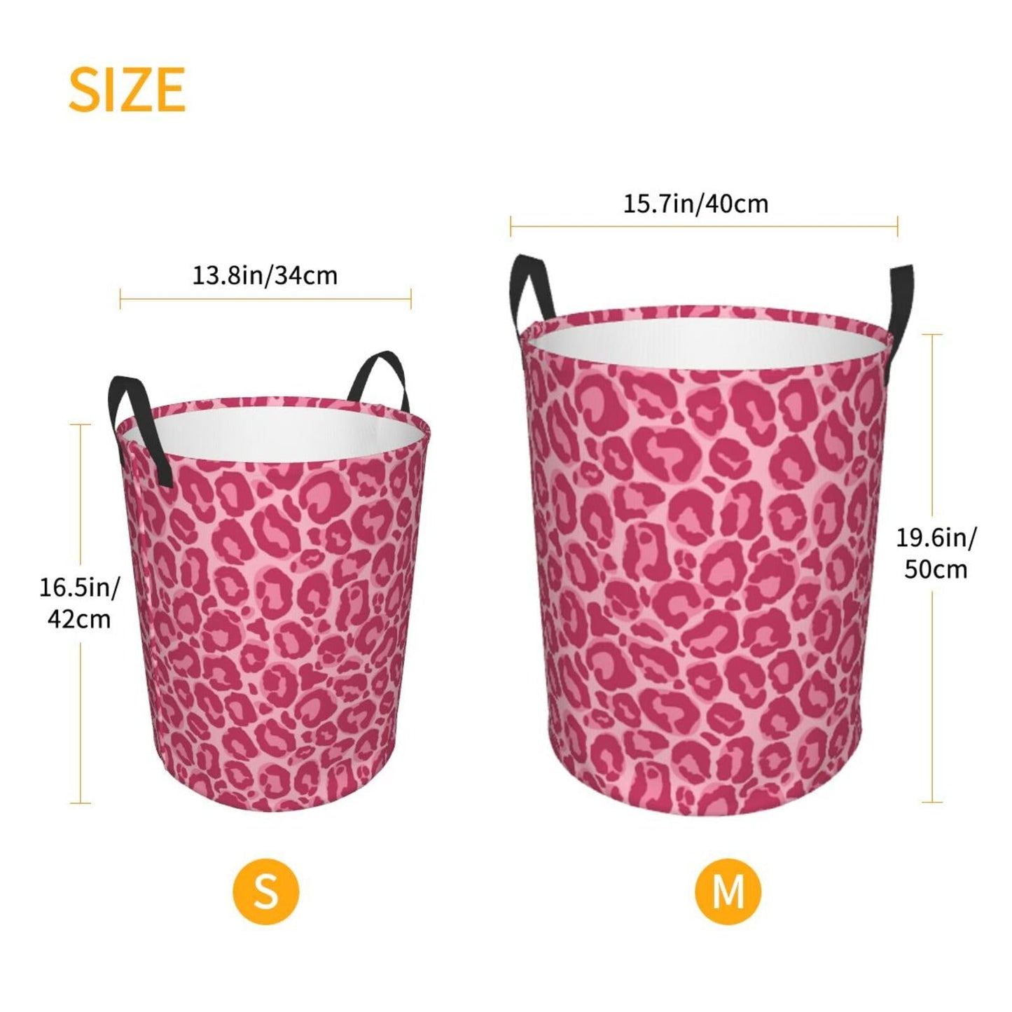 Gbuzozie Pink Leopard Texture Round Laundry Hamper Storage Basket Toys Clothes Organizer Bin For Home Bathroom Bedroom Dorm Nurs