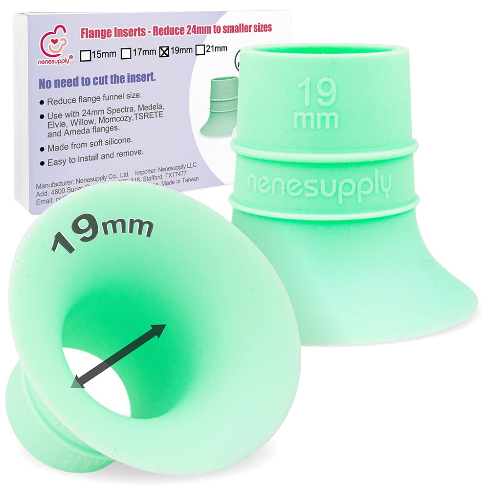 Nenesupply 2nd Generation 19mm Flange Inserts Compatible with 24mm Flange of Elvie Stride Spectra Momcozy Willow Reduce 24mm to 