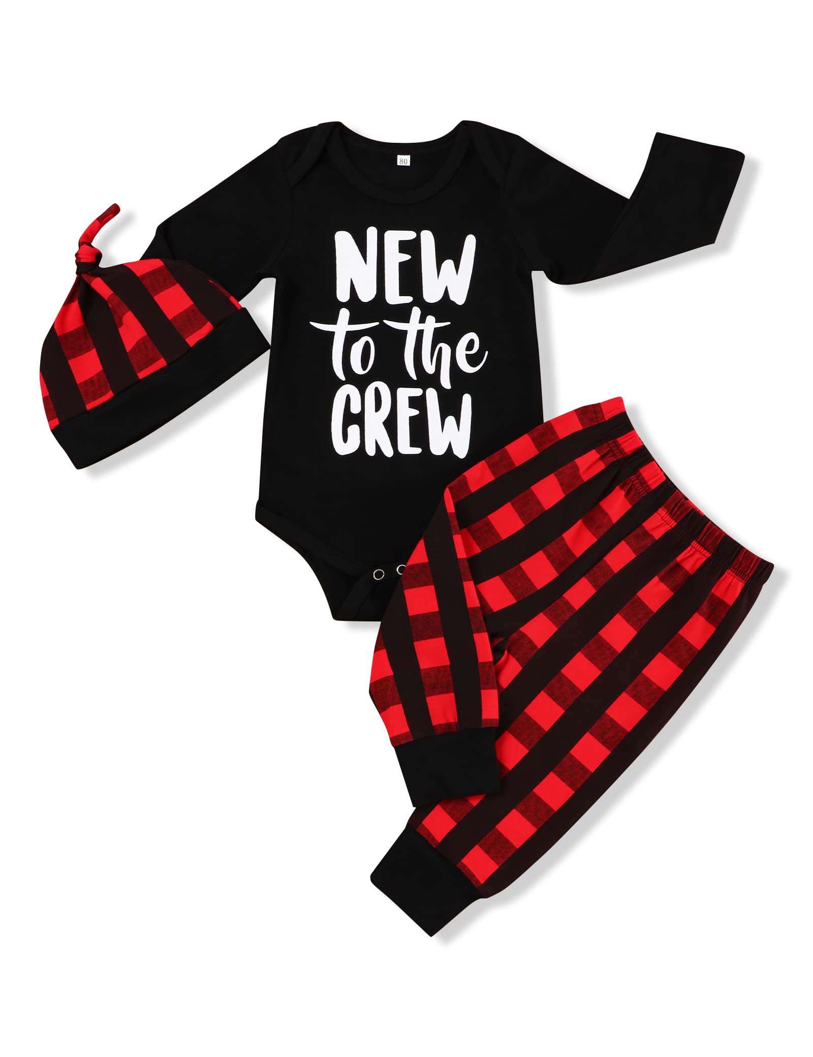 Tuemos Newborn Baby Boy Girl Clothes Little Man Long Sleeve Romper,Plaid Pants + WBBAPB07HH4XP8G