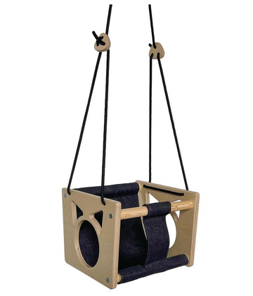 Xsource Montessori Wooden Baby Swing Seat - Indoor Toddler Hanging Chair With Safety Harness -Modern Wood Baby Swing & Wood Swin