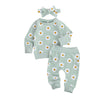 Ciycuit 3Pcs Baby Girl Outfits Daisy Sweatshirt + Pants + Headband Infant Fall Winter Clothes Green 0-6 Months
