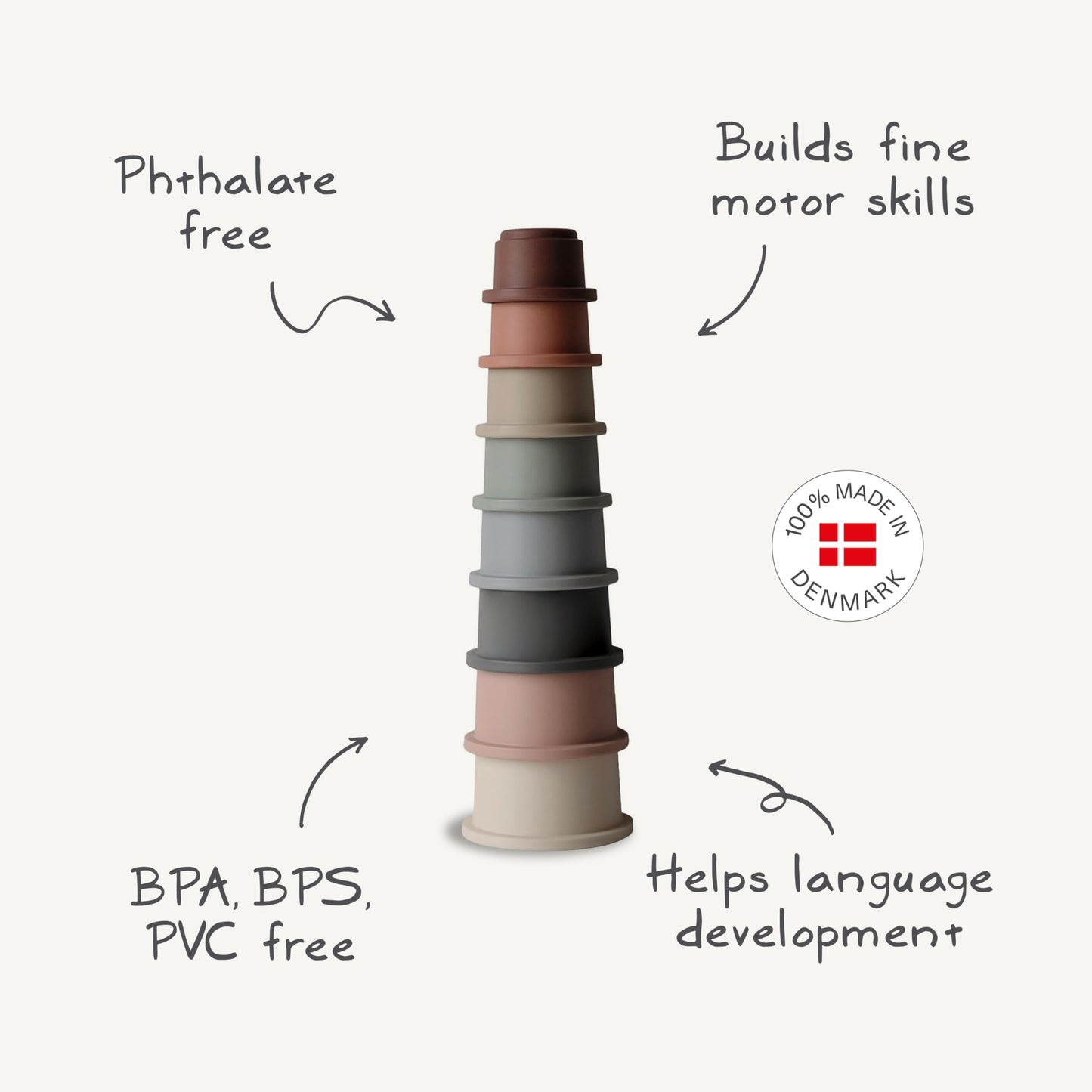 mushie Stacking Cups Toy | Made in Denmark (Retro)