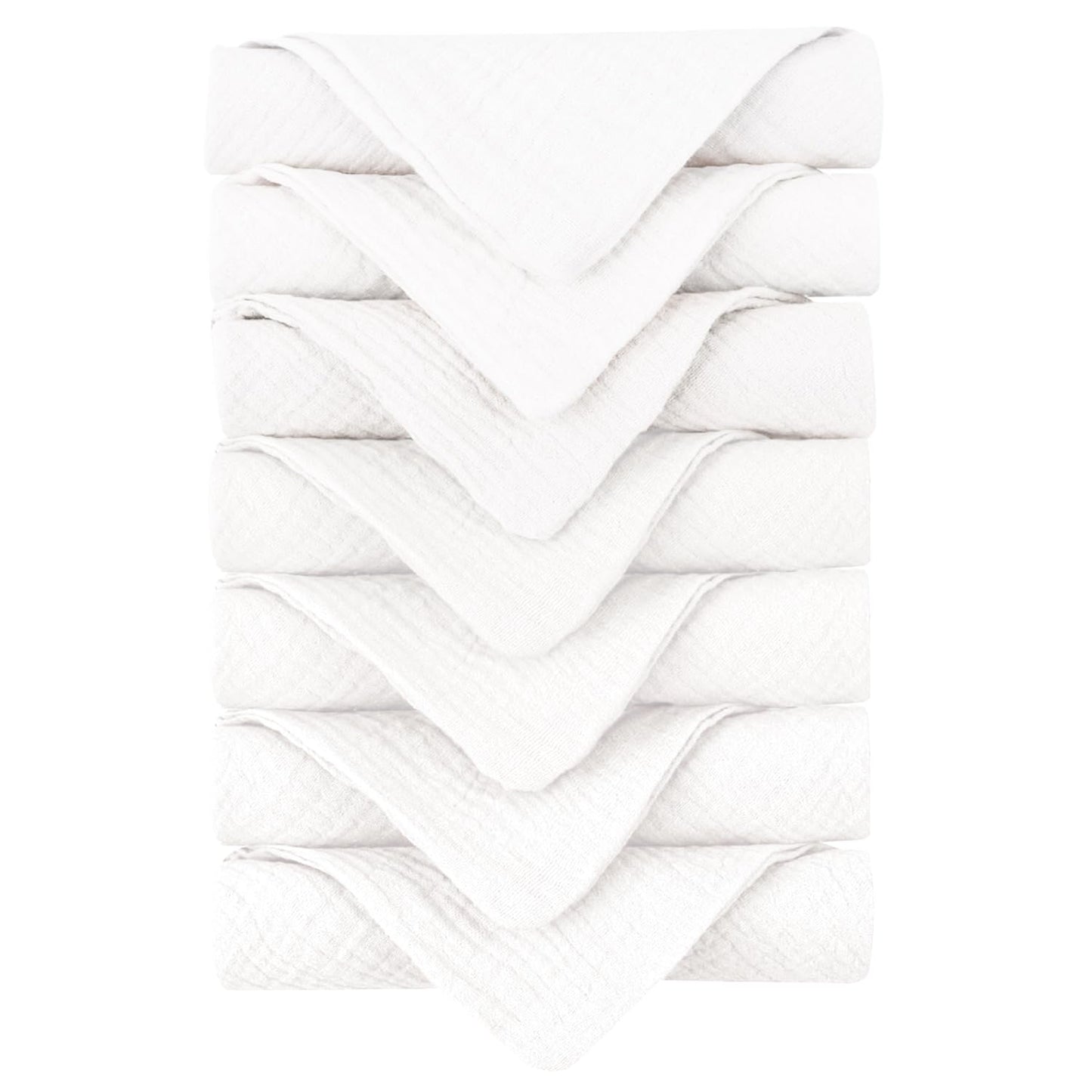 Konssy Baby Muslin Washcloths 7-Pack, 100% Cotton Baby Bath Washcloths, Soft & Absorbent Wash Cloths and Burp Cloths for Newborn