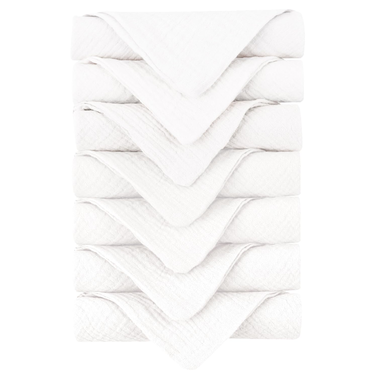 Konssy Baby Muslin Washcloths 7-Pack, 100% Cotton Baby Bath Washcloths, Soft & Absorbent Wash Cloths and Burp Cloths for Newborn