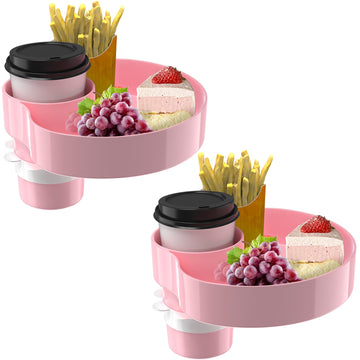 Sspont [2 Packs] Kids Car Seat Tray With Cup Holder For Toddler, Food Snack Travel Tray For Road Trip, Stroller Must Haves - Pin