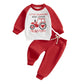 Dewadbow Baby Boy Spring Fall Clothes Set Letter Print Crewneck Sweatshirt Long Pants Toddler Valentines Day Outfit (Valentines,