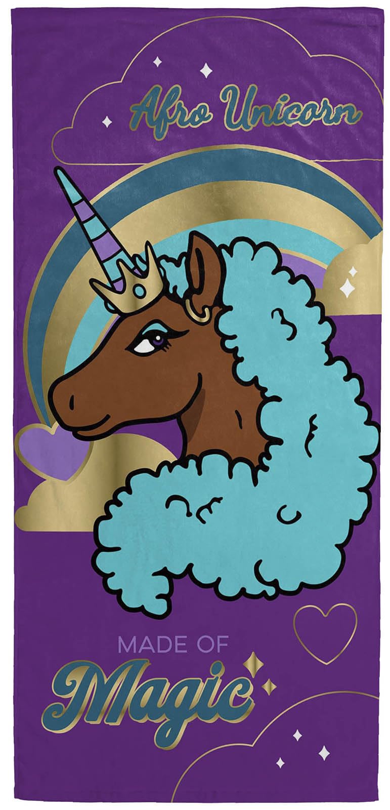 Jay Franco Afro Unicorn Kids Bath Pool Beach Towel - Super Soft & Absorbent 100% Cotton Towel, Measures 28 X 58