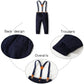 Kimocat Baby Boy Clothes Gentleman Clothing Suit For Newborn Baby Bow Tie Shirt + Suspender Trousers (Blue 1, 2-3T)