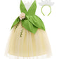 Axaxa Princess Tiana Costume For Girls Princess Tiana Dress Princess And The Frog Costume With Headband 4-7Y