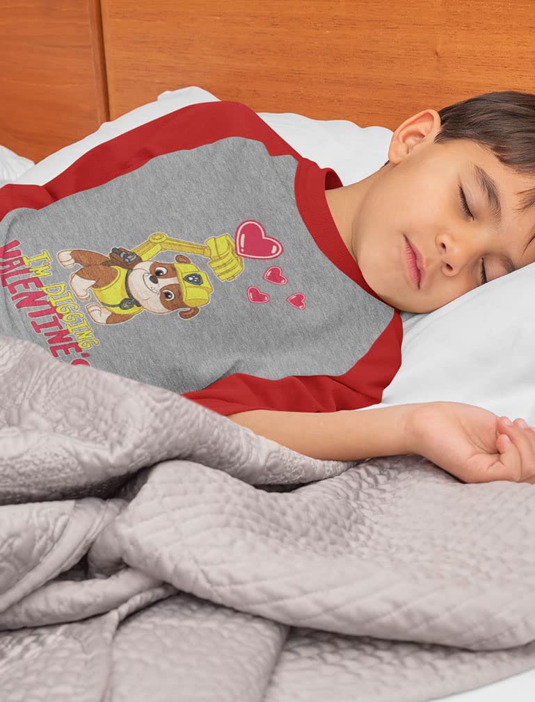 Paw Patrol Girls Boys Valentines Day Shirt Mighty Pups Valentine'S Toddler Kids Raglan 3/4 Sleeve T-Shirt 2T Red