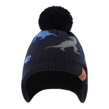 Jangannsa Knitted Baby Hat Winter Warm Boys Girls Beanie Fleece Lining Toddler Kids Hat With Pompom (Dinosaur Navy Hat, L)