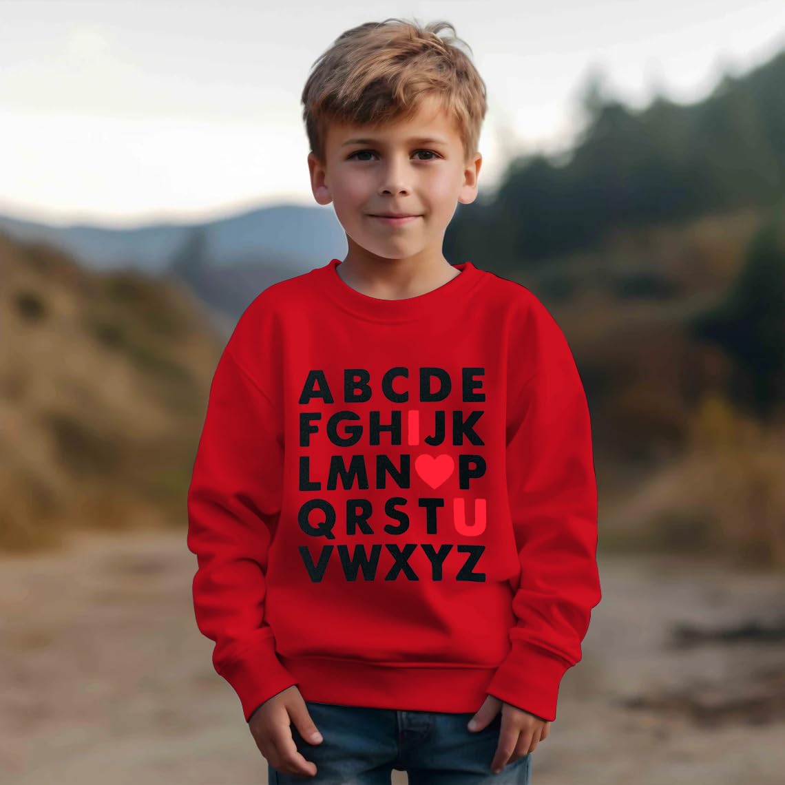 Mrocioa Valentine'S Day Outfit Alphabet Abc I Love U Shirt Toddler Girls Sweatshirt Kids Long Sleeve Tops Red 3T