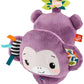 Fisher-Price Baby Stroller Toy Sing & Go Purple Monkey Musical Sensory Plush with Crinkle & Clackers for Newborns from Birth+