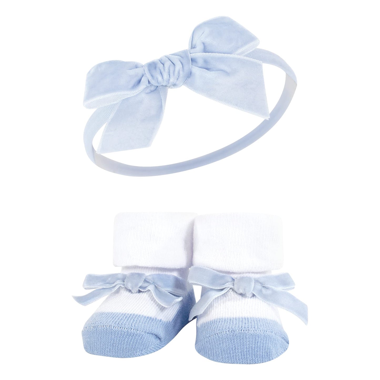 Hudson Baby Baby Girls' Headband And Socks Giftset, Dark Red Blue, One Size