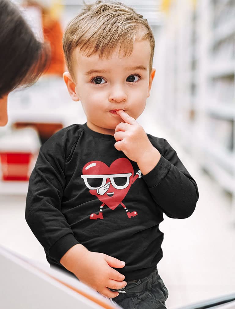 Dabbing Heart Love Dab Valentine'S Day Toddler Kids Long Sleeve T-Shirt 2T Black