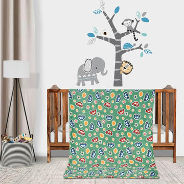 Florida All Season AC Baby Blanket Swaddler Wrapper Flannel Soft and Comfortable for 06 Years Babies with Car PrintCar Green