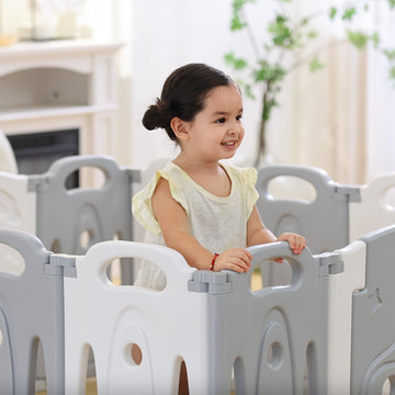 Foldable Baby playpen Baby Folding Play Pen Kids Activity Centre Safety Play Yard Home Indoor Outdoor New Pen (Gery)