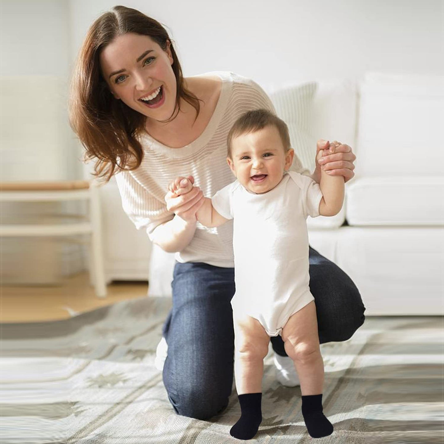 Grpskcos Toddler Boys Girls Non Slip Socks 12 Pairs Anti Skid Sticky Baby Socks Cotton Socks For 0-5 Years Little Kids Infants (