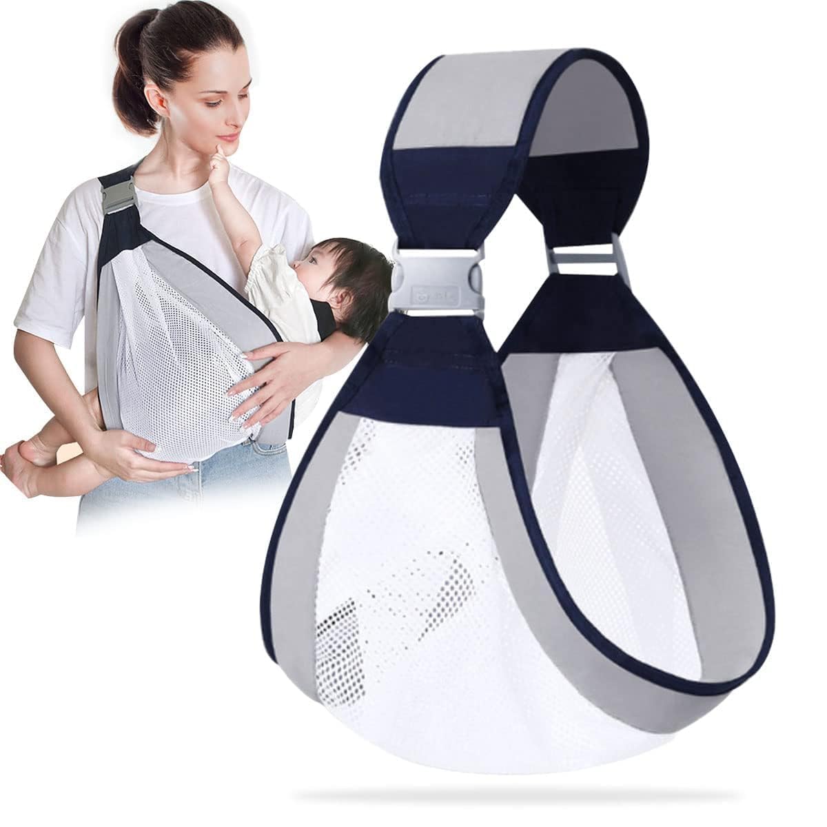 Dhadh Baby Sling Carrier  Adjustable Baby Holder, Half Wrapped Hip Carrier, One Shoulder LaborSaving, Cloth Fabric Lightweight