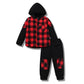 Younger Tree Toddler Boy Clothes Hoodie Sweatsuit Outfits Kids Flannel Plaid Shirt Top Pants Set For Fall Winter Spring (Red, 2-