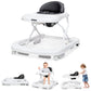 INFANS Foldable Baby Walker, 3 in 1 Toddler Walker Learning-Seated Walk-Behind for Boys and Girls, Adjustable Speed Rear Wheels,