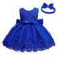 Baby Christmas Embroidery Lace Dresses Little Kid Easter Halloween Wedding Formal Event Dress (Sapphire 8348,24M)