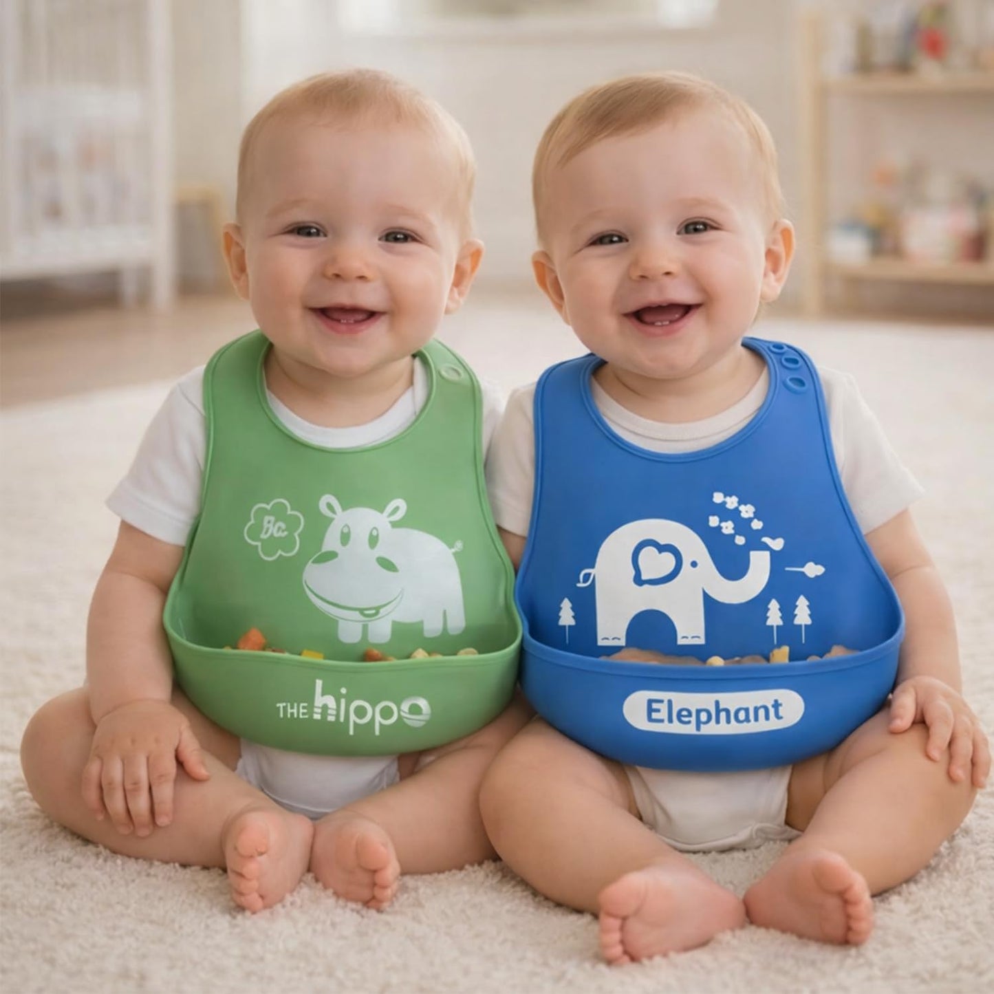Babygo Silicone Baby Bibs | Waterproof Adjustable Feeding Bibs For Infants & Toddlers, Soft, Washable, EasyWipe & Reusable Baby