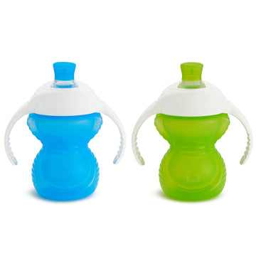 Munchkin Click Lock Bite Proof Trainer Cup, Plastic, 7 Ounce, 2 Pack, Blue/Green