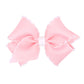 Wee Ones Girls' Grosgrain Hair Bow With Contrasting Moonstitch Edge And Wrap On A Weestay Hair Clip, Small, Light Pink With Whit