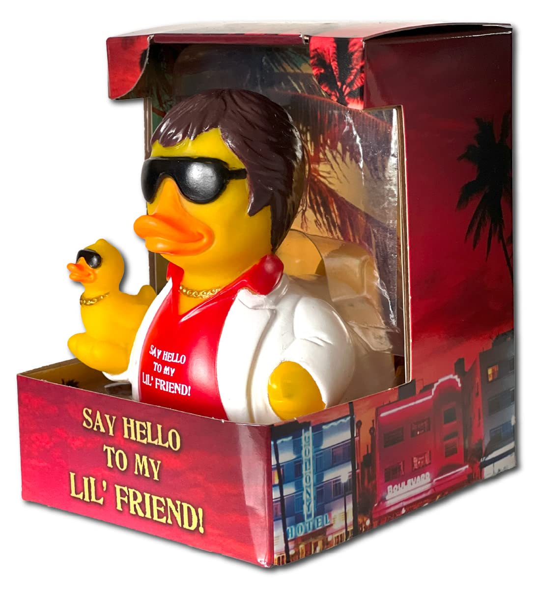 CelebriDucks - Say Hello to My Lil Friend - Floating Rubber Ducks - Collectible Bath Toy Gift for Kids & Adults of All Ages