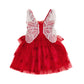 Toddler Baby Girl Valentine Dress Sleeveless Smocked Ruffle Tulle Sundress Spring Outfit Heart Butterfly Dresses (Red, 2-3 Years