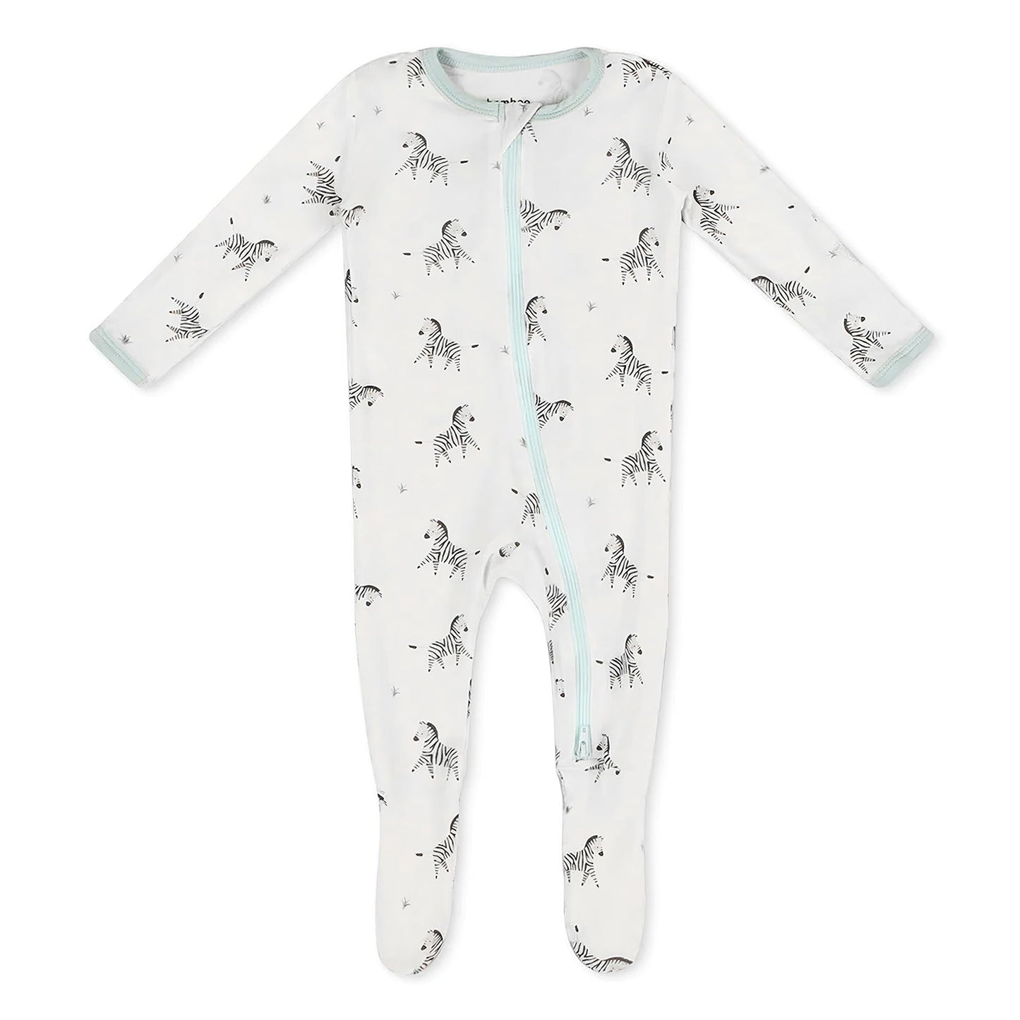 Zebra Footie For Baby - 95% Viscose From Bamboo, 5% Spandex - Soft Newborn Sleepwear, Baby Pajamas, Unisex Baby Clothes, Zipper