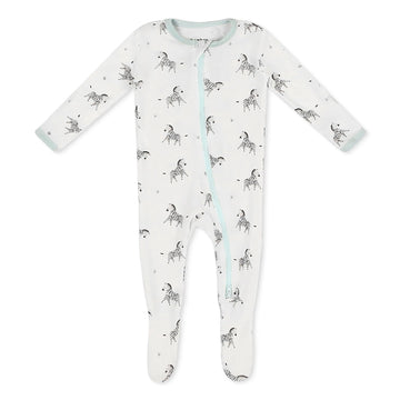 Zebra Footie For Baby - 95% Viscose From Bamboo, 5% Spandex - Soft Newborn Sleepwear, Baby Pajamas, Unisex Baby Clothes, Zipper
