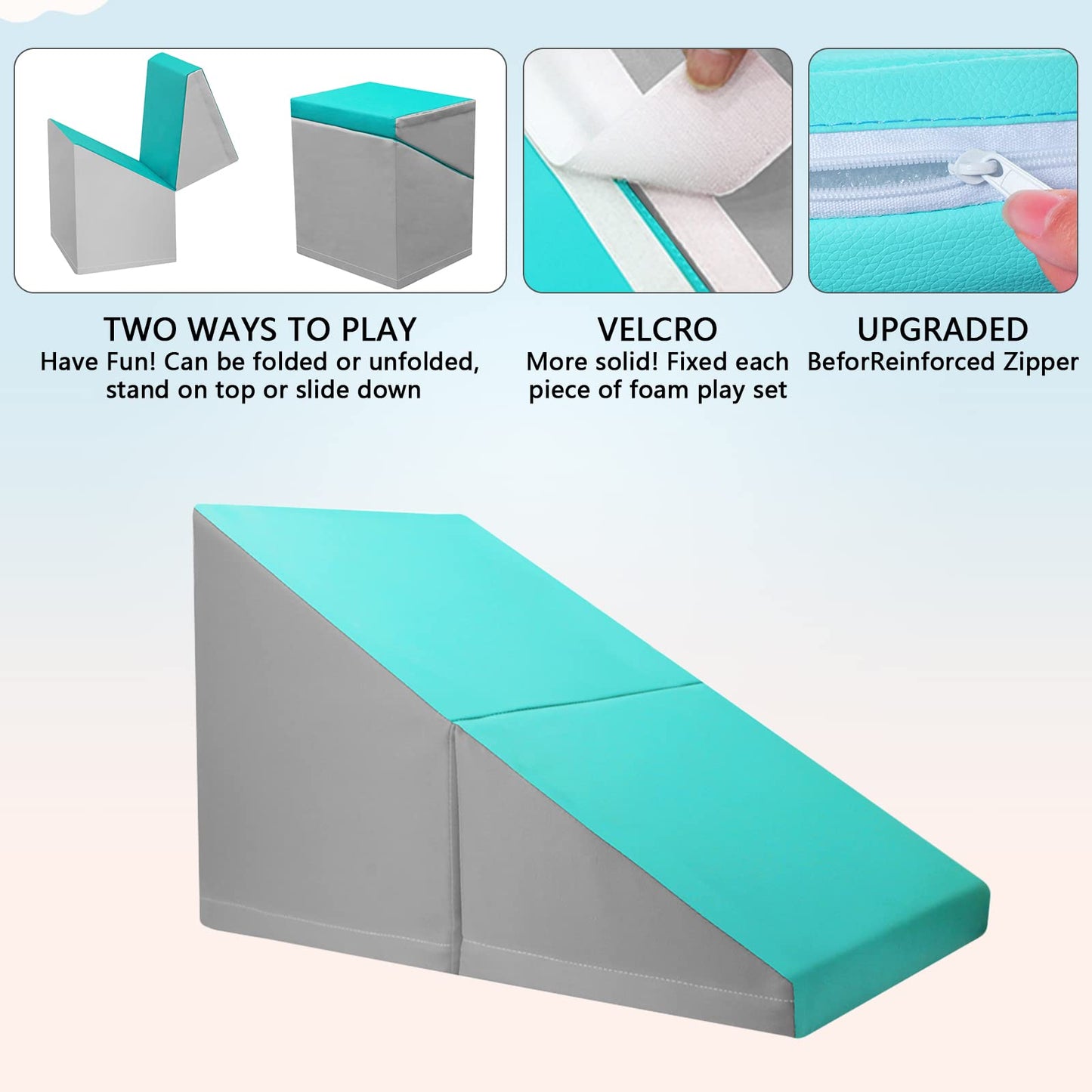 Surpcos Foam Climbing Blocks For Toddlers - Soft Play Set For Toddlers 1-3 - Climbing Toys - Baby Climbing Gym Foam - With Slide