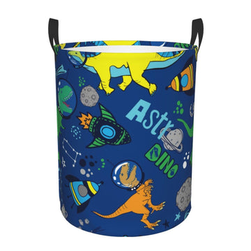 Pevtufa Dinosaur In Space Foldable Laundry Basket Organizer,Fabric Clothes Toy Storage Basket Nursery Hamper Storage Bin For Hou
