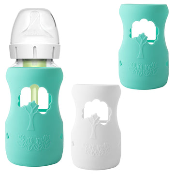 Luqibabe 2-Pack Silicone Baby Bottle Sleeves Compatible With Dr. Brown'S 9 Oz Wide-Neck Glass Bottles, Anti-Colic, Dishwasher-Sa