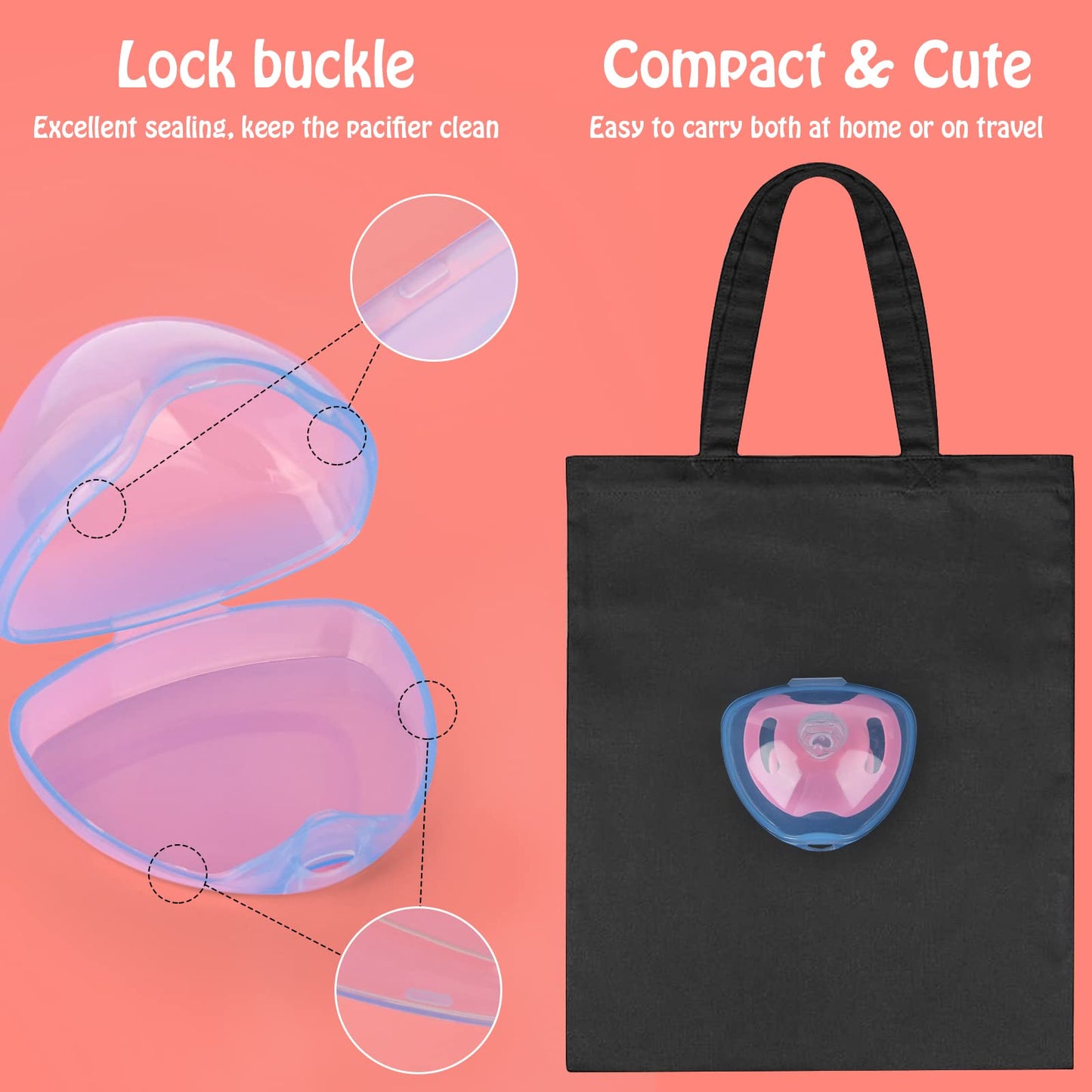 Accmor Pacifier Case, Pacifier Holder Case, Pacifier Container For Travel, Bpa Free,Transparent Blue, 6 Pack