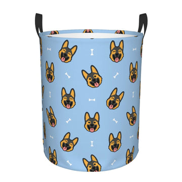 Pevtufa German Shepherd Puppy Foldable Laundry Basket Organizer,Fabric Clothes Toy Storage Basket Nursery Hamper Storage Bin For