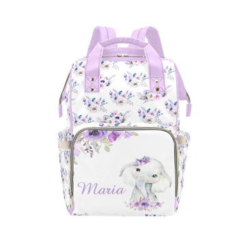 Personalized Diaper Bag Backpack for Women, Custom Name Nursing Mommy Daypack, Diaper Bag for Girls Boys, New Mom Gifts (Elephan